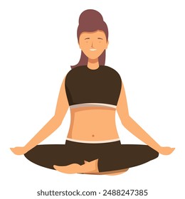 Ilustración de una mujer tranquila en la pose de meditación que promueve el bienestar mental y la atención plena