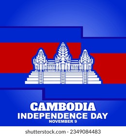 illustration of Cambodia flag, to commemorate Cambodia independence day, 9 November