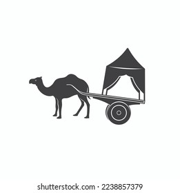 illustration of camel cart, traditional transportation, vector art.