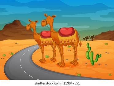 illustration of camel in a desert