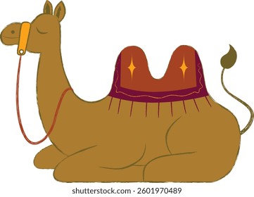 Illustration of a Camel Sitting with two humps