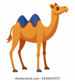 illustration of a camel with two humps with a cape in blue