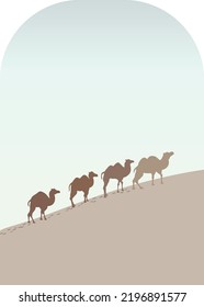 illustration of a camel walking through the desert