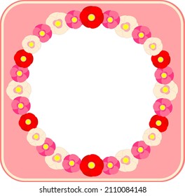 Illustration of camellia flower decoration and copy space