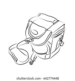 illustration of camera bag black line vector