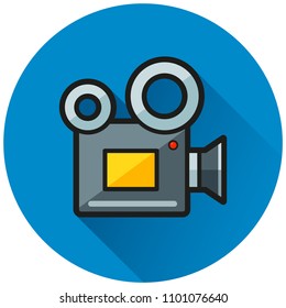 Illustration of camera circle blue flat icon