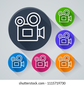 Illustration of camera circle icons with shadow