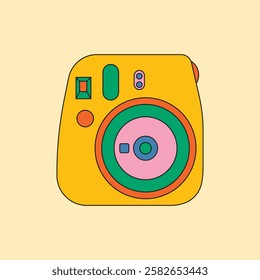 Illustration camera classic retro with outline unique design