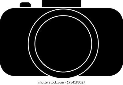 Illustration of a Camera. Icon. Vector image. Black color