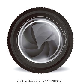 Illustration of camera lens isolated on white background, vector illustration