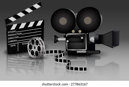 Illustration of camera with movie