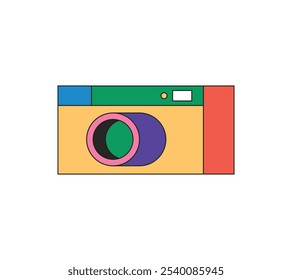 Illustration camera retro vibrant with blank background