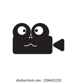 The illustration of the camera in the shape of a frog is suitable for media entertainment logos or photo studios.