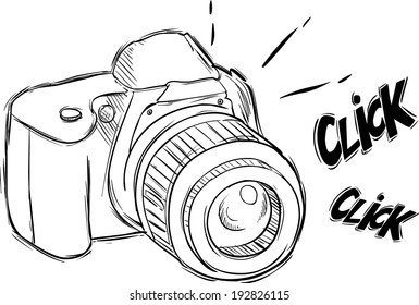 Illustration Of Camera In Sketch Style