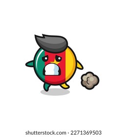 illustration of the cameroon flag badge running in fear , cute style design for t shirt, sticker, logo element - Powered by Shutterstock - Get 15% off with code: PIKWIZARD15