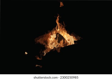 Ilustración de un incendio en un campamento