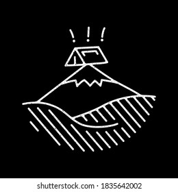 illustration of camp on the mountain with white outline color. Line art camping on a mountain. Illustration design for apparel products, mugs and wall posters