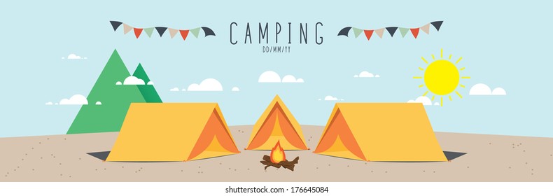 Illustration Of A Camp Site. (Day)