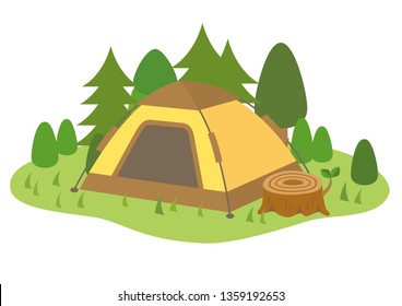 Illustration to camp in a tent