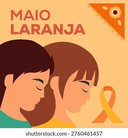 illustration for campaign maio laranja with two children