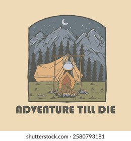 Illustration of camper and forest perfect for your tshirt design