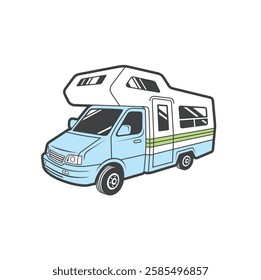 illustration of campervan, camping vehicle or caravan, vector art.