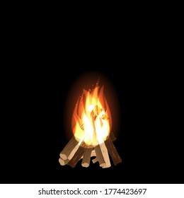 Illustration eines Lagerfeuers auf schwarzem Hintergrund