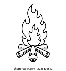 Illustration of campfire. Design element for poster, card, banner, emblem, sign. Vector illustration