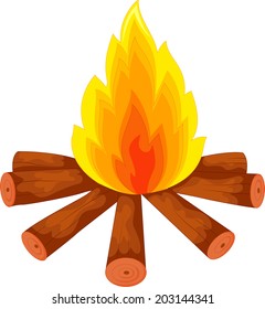 Illustration of a campfire on white