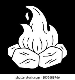 Illustration of a campfire in white color. Illustration design for apparel products, mugs and wall posters