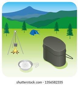 Illustration of camping