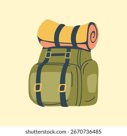 Illustration eines Camping Abenteuer Backpacker