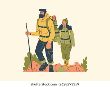 Illustration of an Camping Couple Character Cartoon