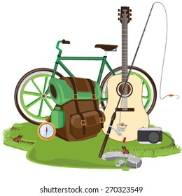 illustration. camping Fishing.