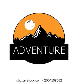 illustration of camping ground and adventure logo