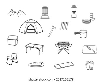 The illustration of camping items.