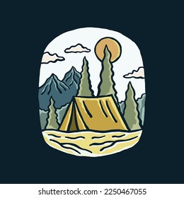 Illustration of camping nature outdoor wildlife for t-shirt, sticker, and badge design