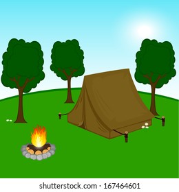 Illustration of a camping site 
