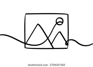 Ilustração de uma tenda de acampamento com um design de linha contínua. Um interessante design de arte de linha abstrata.