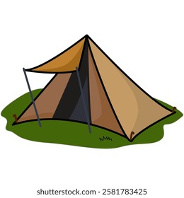 Illustration of a Camping Tent on Grass