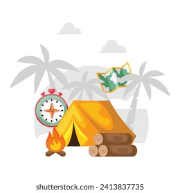 Illustration of a camping tent. Vector illustration