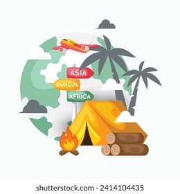 Illustration of a camping tent. Vector illustration