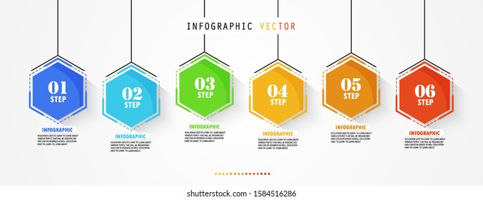 illustration Can be used for process, presentations, layout, banner,info graph There are 6 steps or layers.