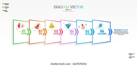 illustration Can be used for process, presentations, layout, banner,info graph There are 6 steps or layers.