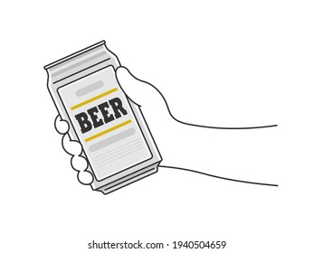 Illustration with a can of beer.