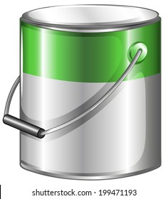 Illustration of a can of green paint on a white background