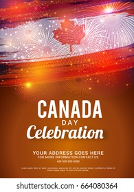 Illustration Of Canada Day Celebration Fireworks Background.
