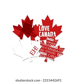 illustration of the canada day incloud flag and text with abstrak background