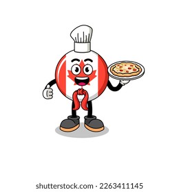 Illustration of canada flag as an italian chef , character design