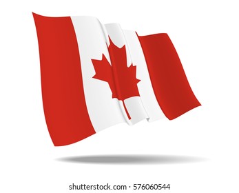 illustration canada flag waving Isolated on White Background,vector